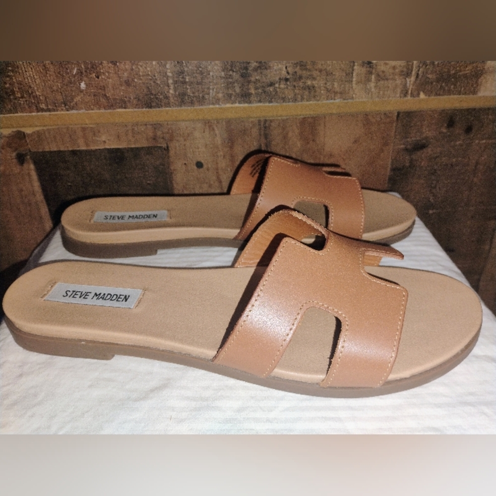 Steve Madden Hoku Tan Brown Women's Slide Sandals Size 11M